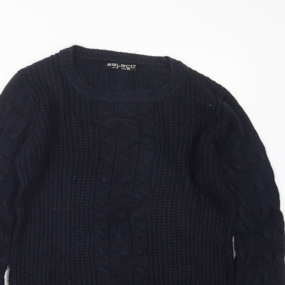 Select Womens Blue  Knit Pullover Jumper Size 8