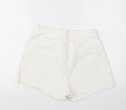 SheIn Womens White  Denim Boyfriend Shorts Size L