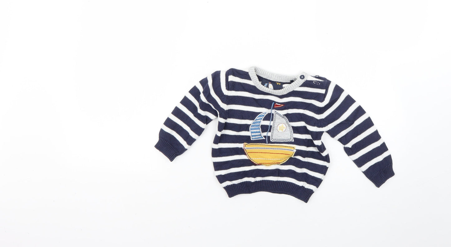 TU  Multicoloured Striped  Pullover Jumper Size 6-9 Months