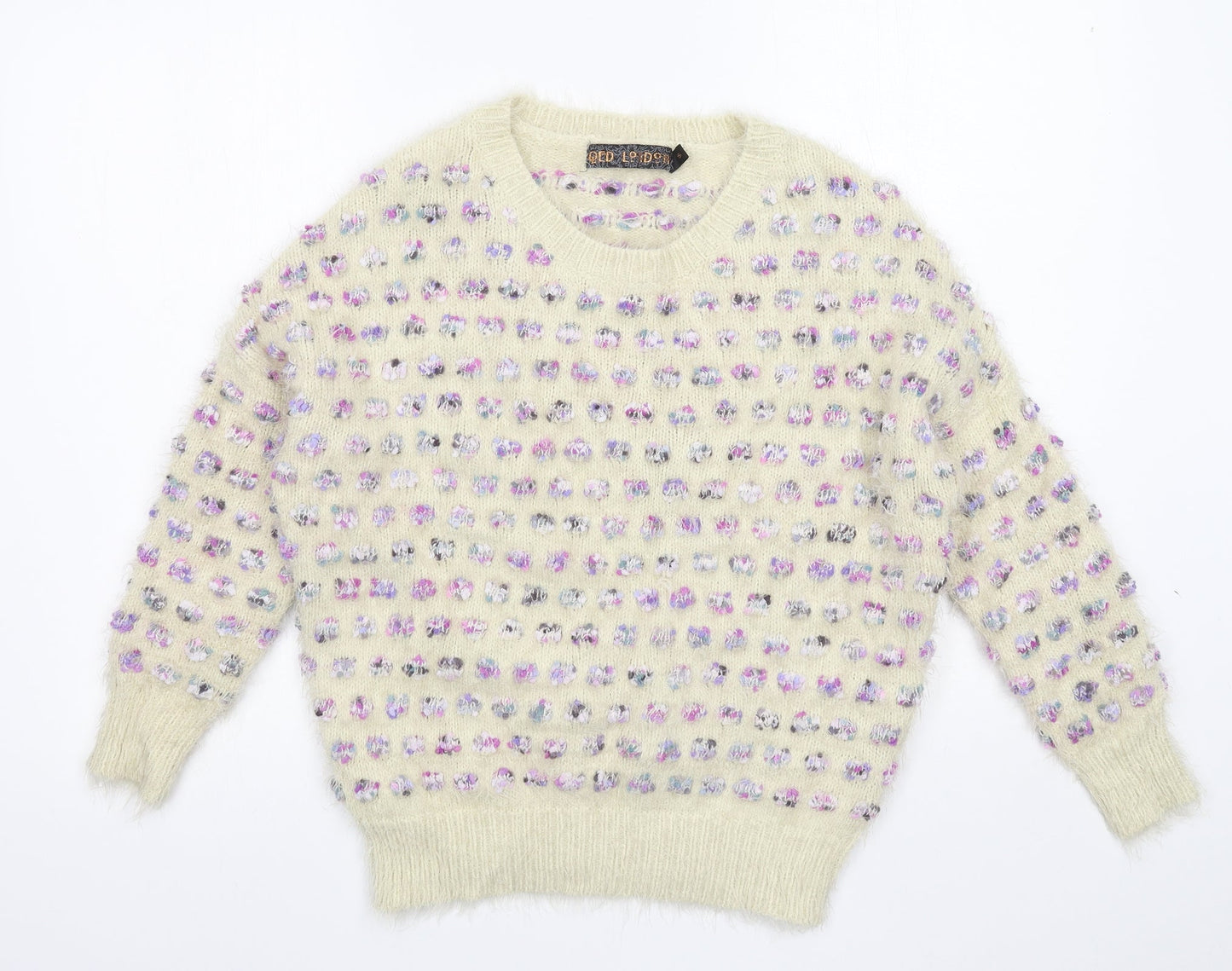 QED London Womens White Polka Dot Knit Pullover Jumper Size S