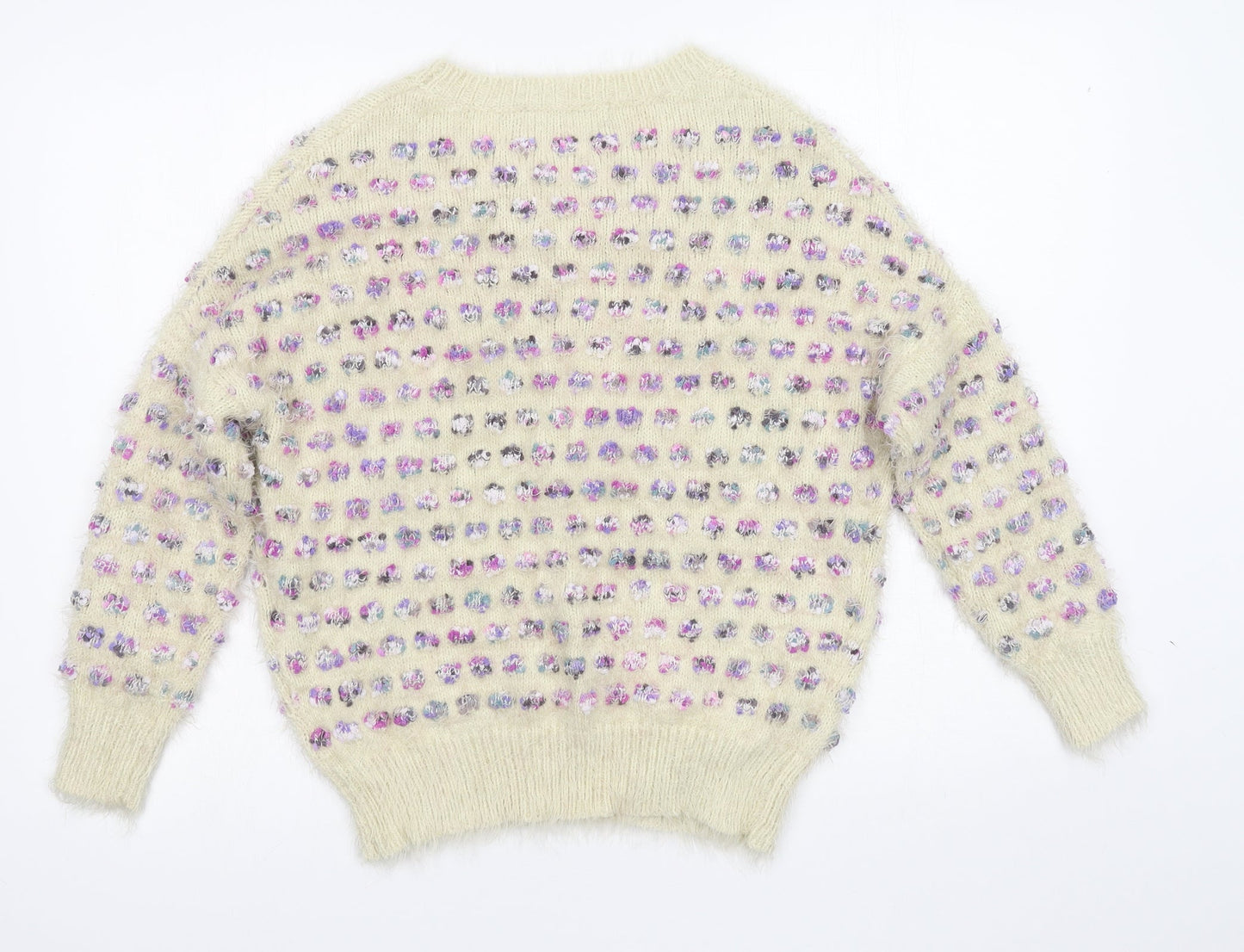 QED London Womens White Polka Dot Knit Pullover Jumper Size S