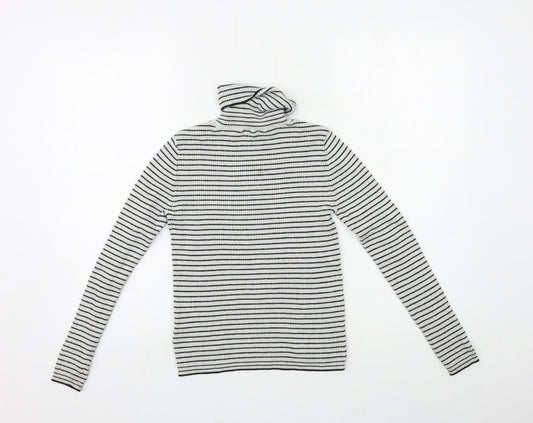 H&M Girls Black Striped Knit Pullover Jumper Size 11-12 Years