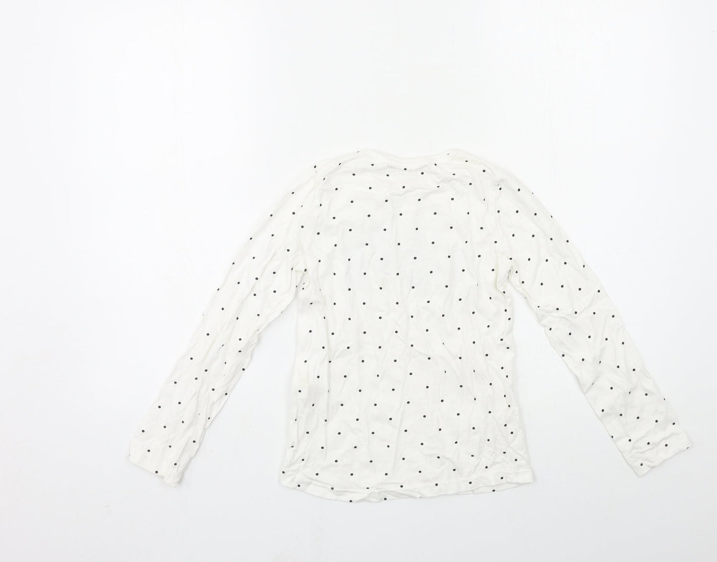 Primark Girls White Polka Dot  Basic T-Shirt Size 8-9 Years