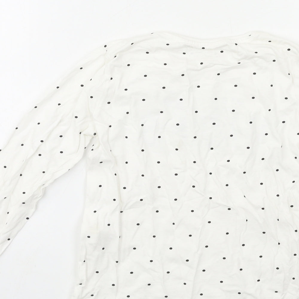 Primark Girls White Polka Dot  Basic T-Shirt Size 8-9 Years