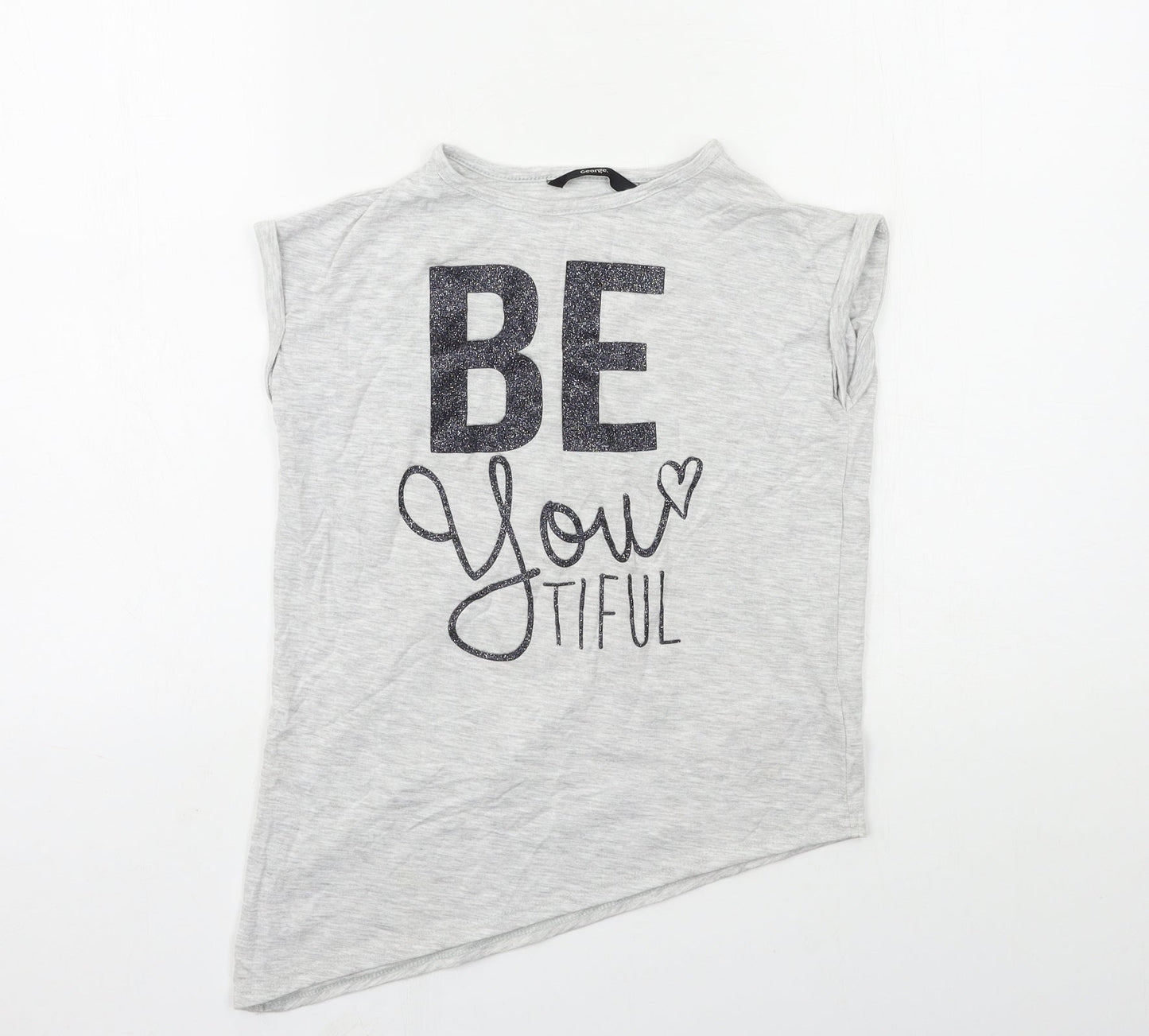 George Girls Grey   Basic T-Shirt Size 7-8 Years