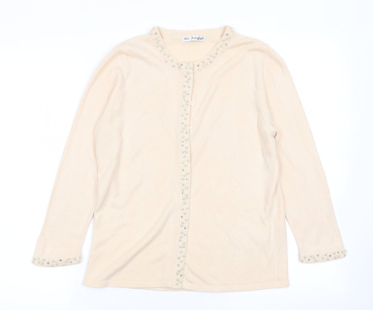 M&S Womens Beige   Cardigan Jumper Size 12
