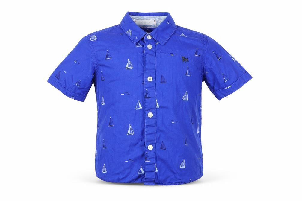 junior j Boys Blue Geometric  Basic Button-Up Size 3-4 Years