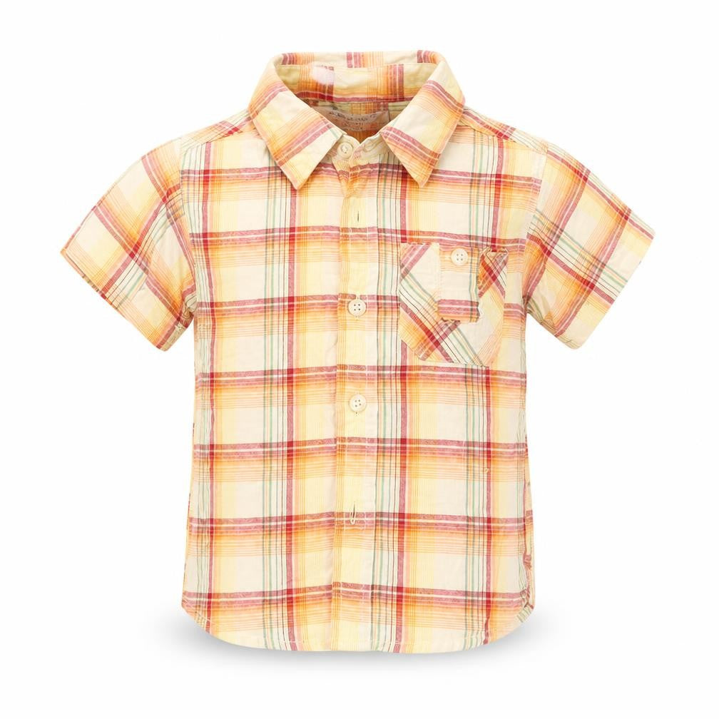 Early Days Baby Orange Plaid  Basic Button-Up Size 12-18 Months