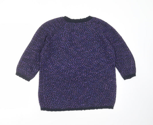 BM COLLECTION Womens Purple  Knit Pullover Jumper Size S