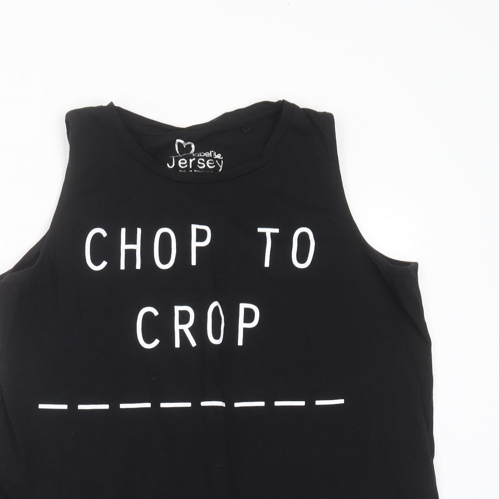 Label Be Womens Black   Basic Tank Size 18  - chop to crop