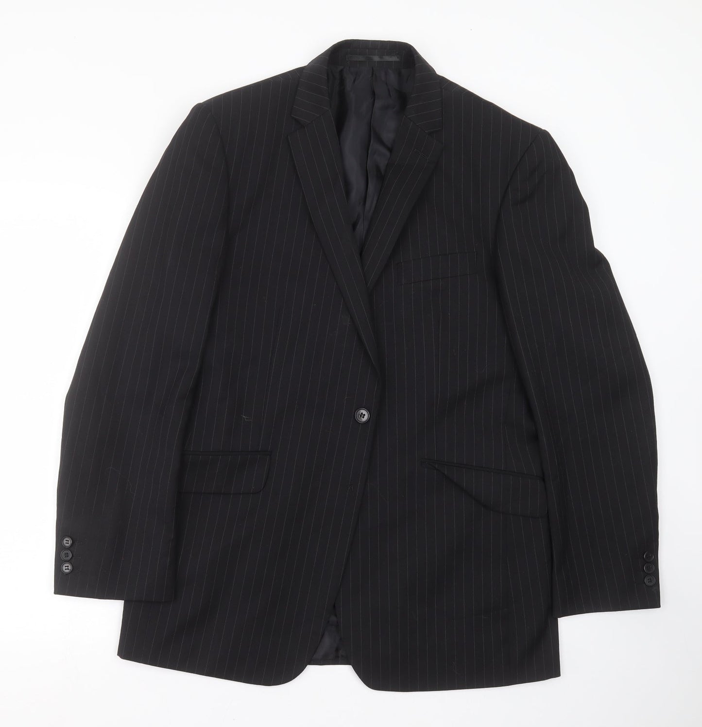 Burton Mens Black Striped  Jacket Suit Jacket Size 40