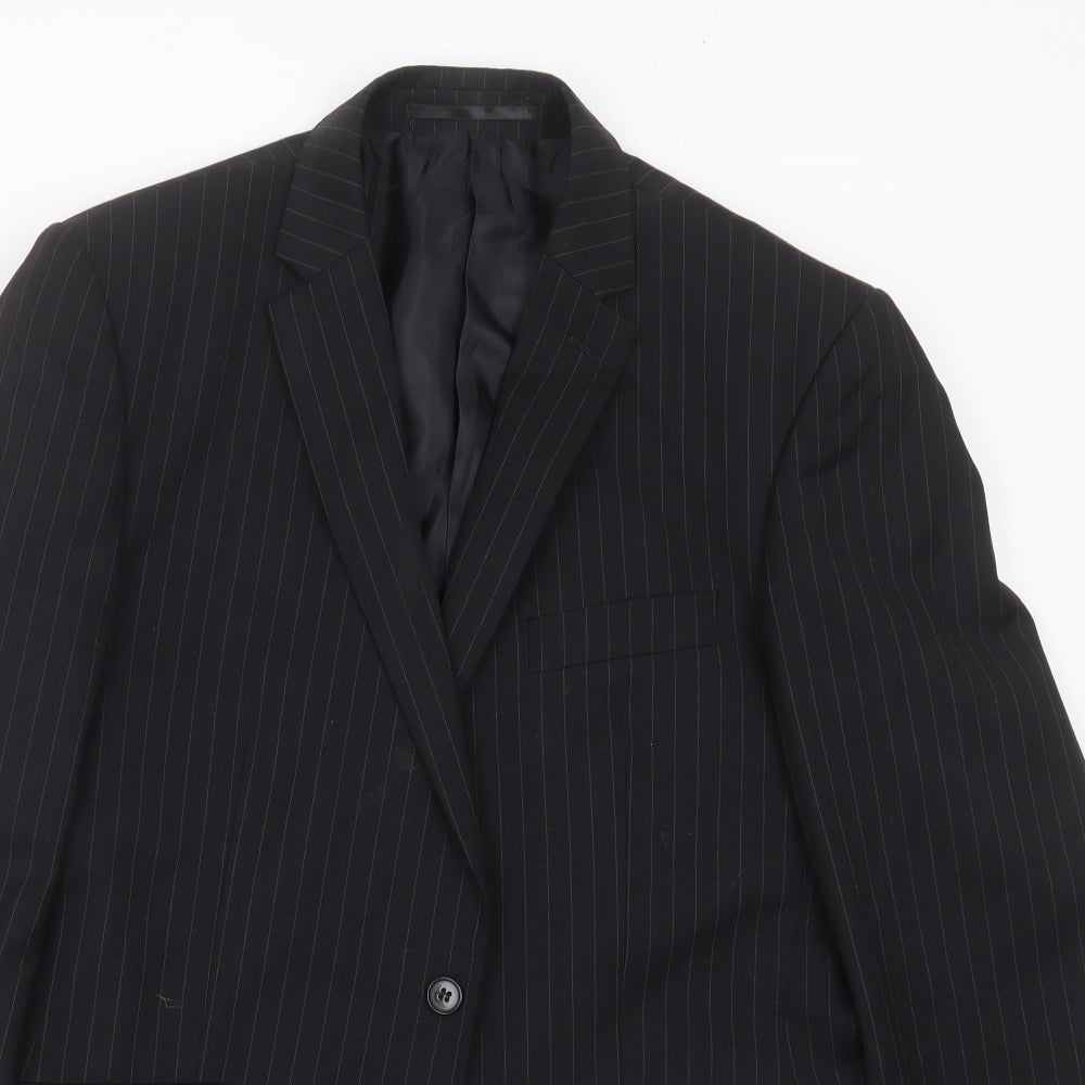 Burton Mens Black Striped  Jacket Suit Jacket Size 40