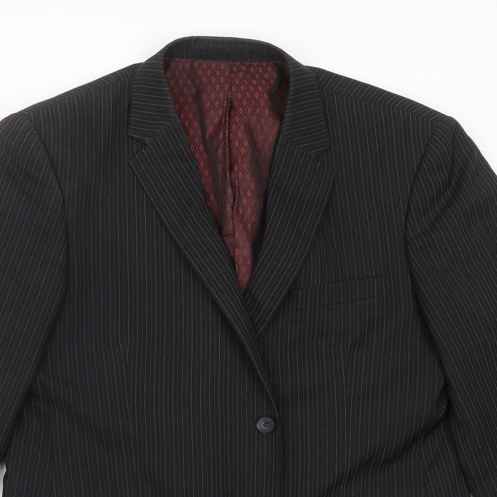 Taylor & Wright Mens Black Striped  Jacket Suit Jacket Size 42