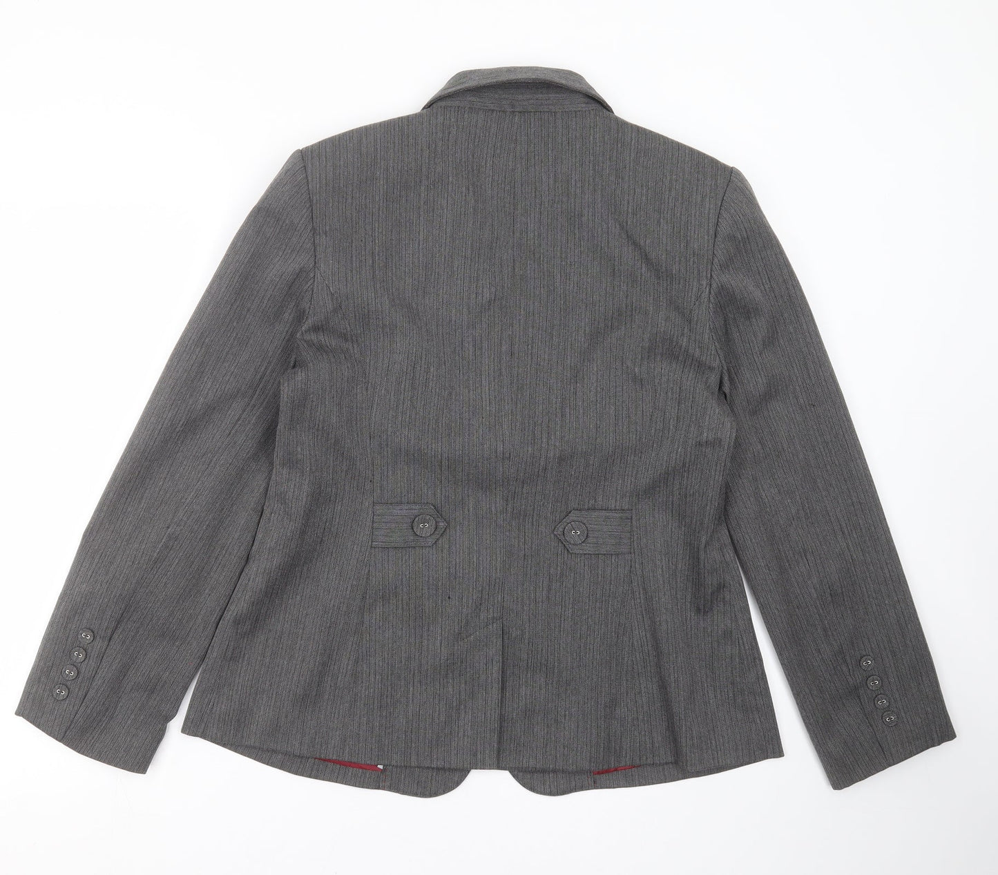 MARK ONE Womens Grey Herringbone  Jacket Suit Jacket Size 16