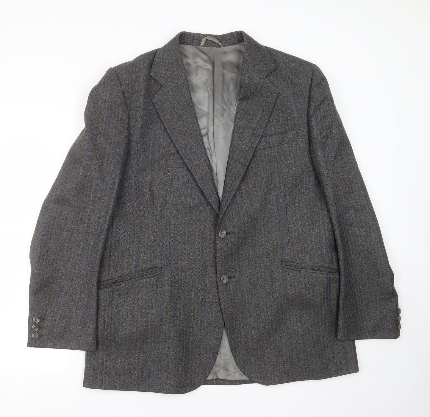 Preworn Mens Grey Striped  Jacket Suit Jacket Size 42