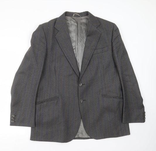 Preworn Mens Grey Striped  Jacket Suit Jacket Size 42