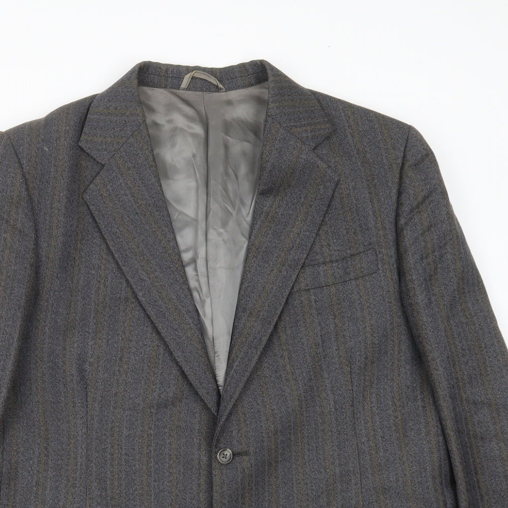Preworn Mens Grey Striped  Jacket Suit Jacket Size 42
