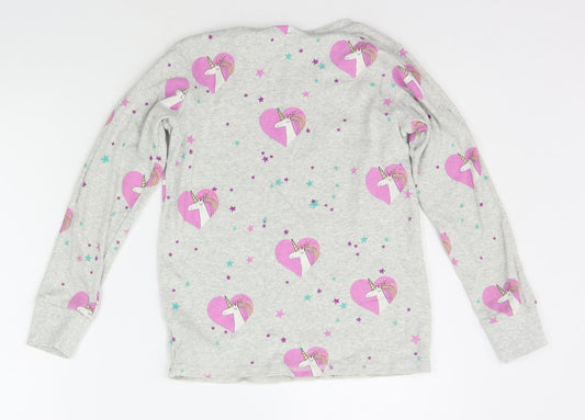 NEXT Girls Grey Floral  Top Pyjama Top Size 9 Years  - UNICORN