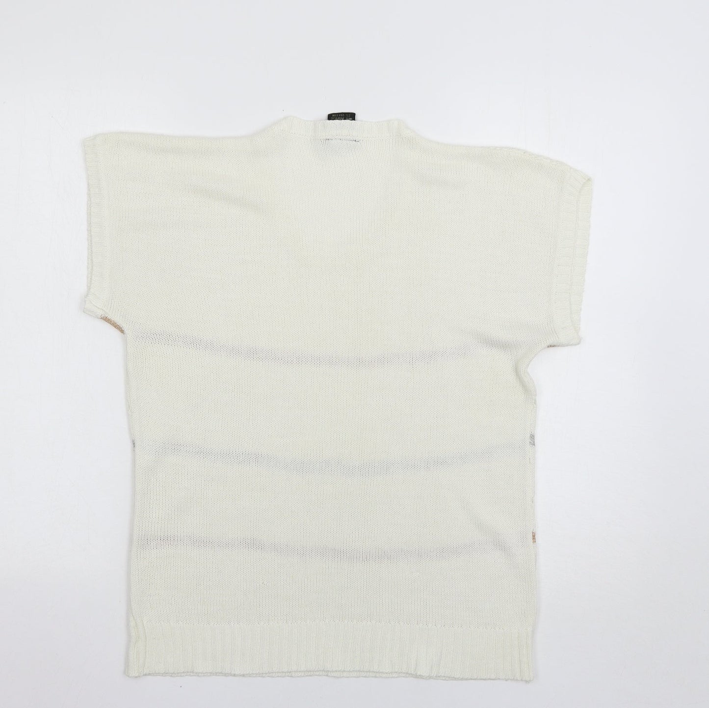 Anita Womens White Striped  Pullover Jumper Size L