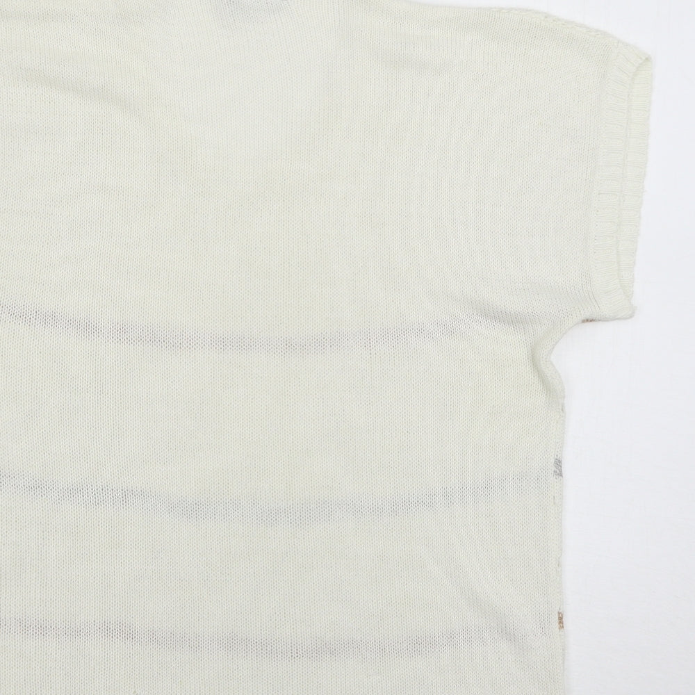 Anita Womens White Striped  Pullover Jumper Size L