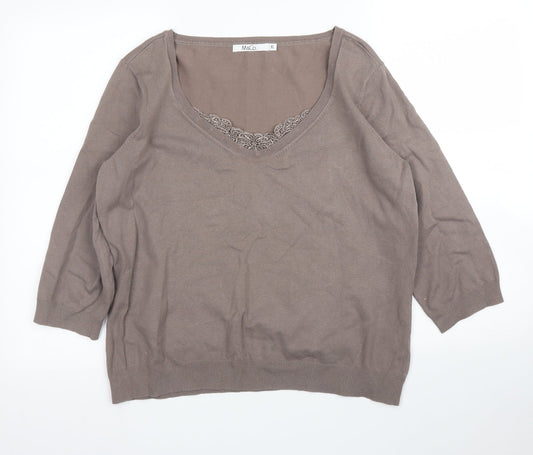 M&Co Womens Brown   Pullover Jumper Size XL