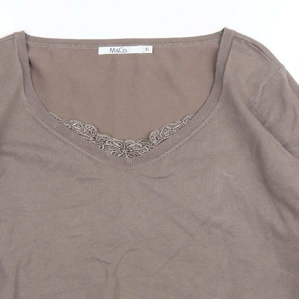 M&Co Womens Brown   Pullover Jumper Size XL