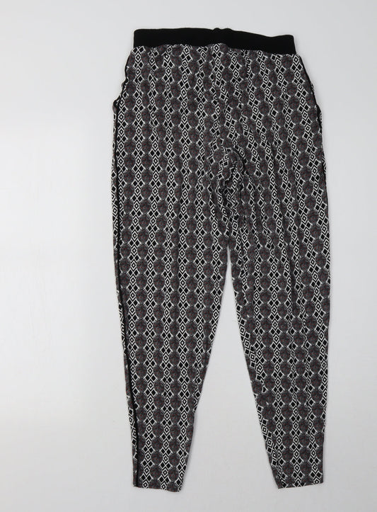 NEXT Womens Black Geometric  Trousers  Size 8 L28 in