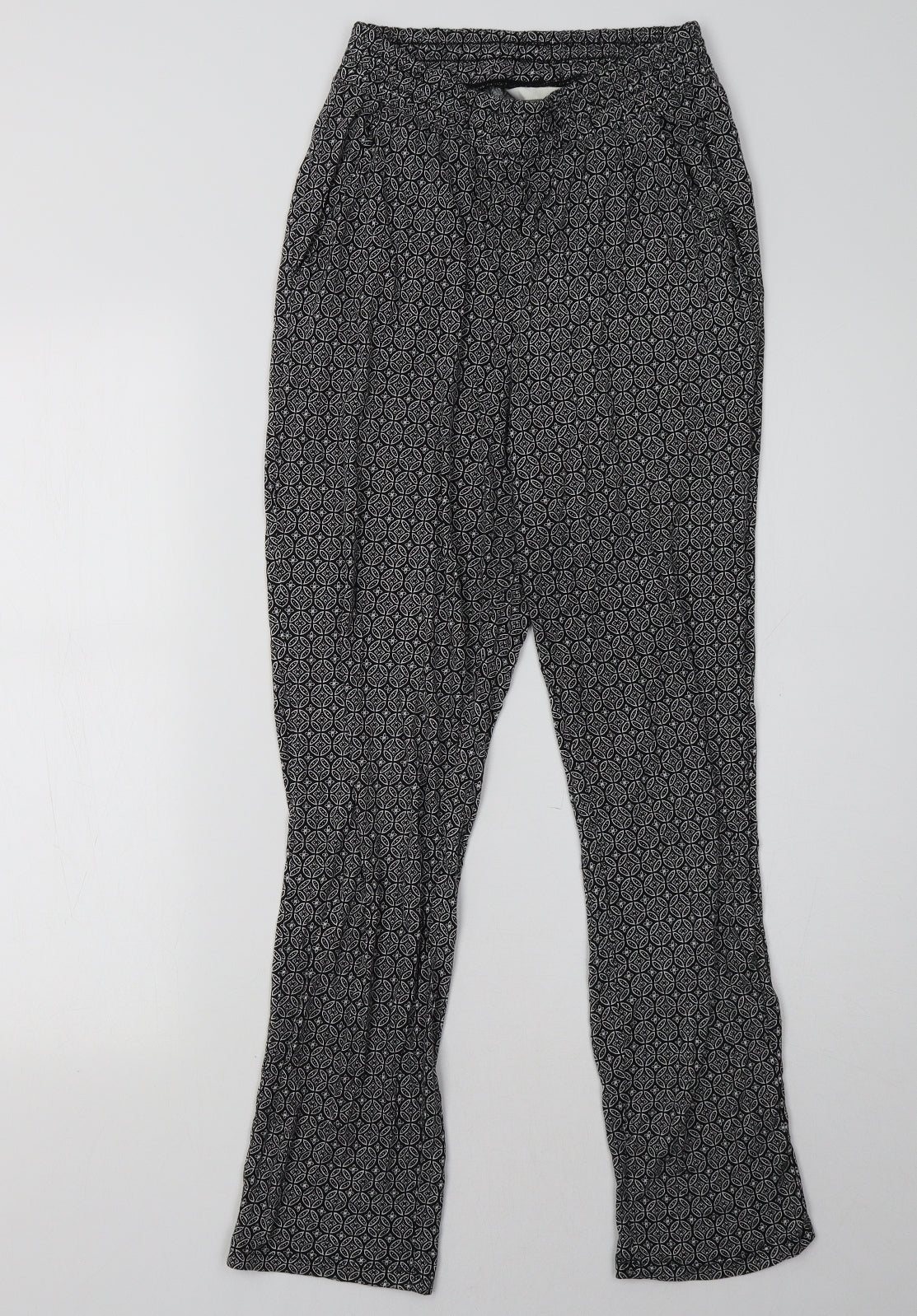 H&M Womens Black Geometric  Trousers  Size XS L30 in