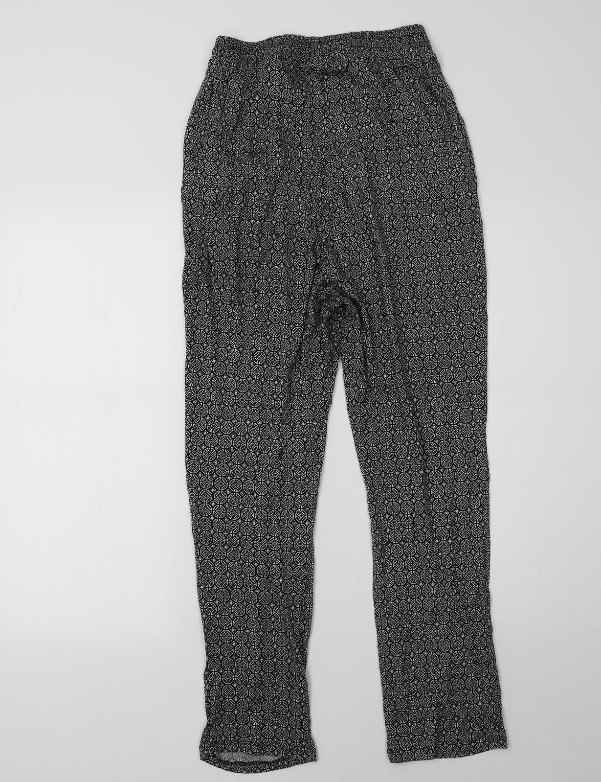 H&M Womens Black Geometric  Trousers  Size XS L30 in