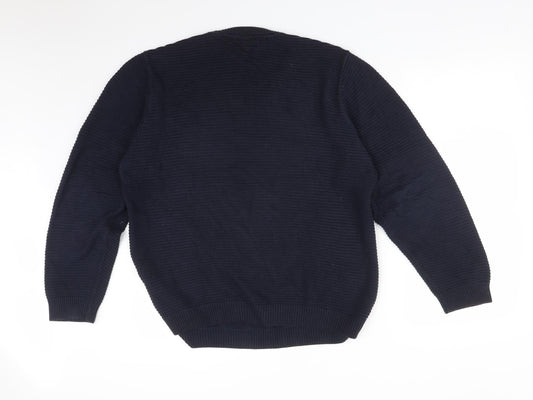 M&S Mens Blue Striped  Pullover Sweatshirt Size L