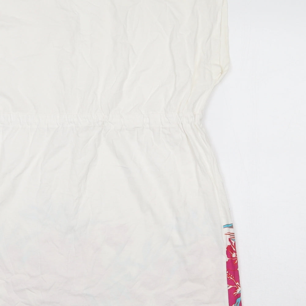 Resort Womens White Floral  Tunic Blouse Size 12
