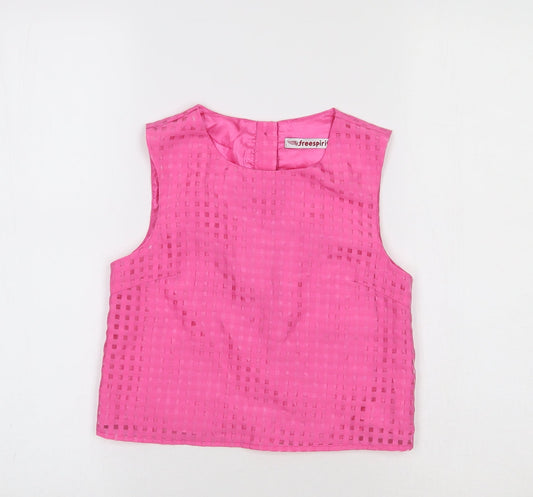 Freespirit Girls Pink Check  Cropped Blouse Size 10 Years