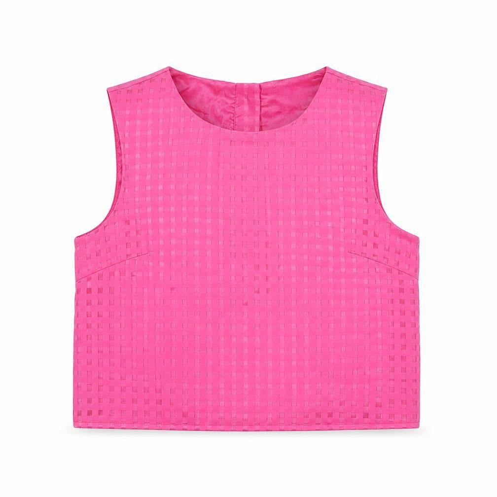 Freespirit Girls Pink Check  Cropped Blouse Size 10 Years
