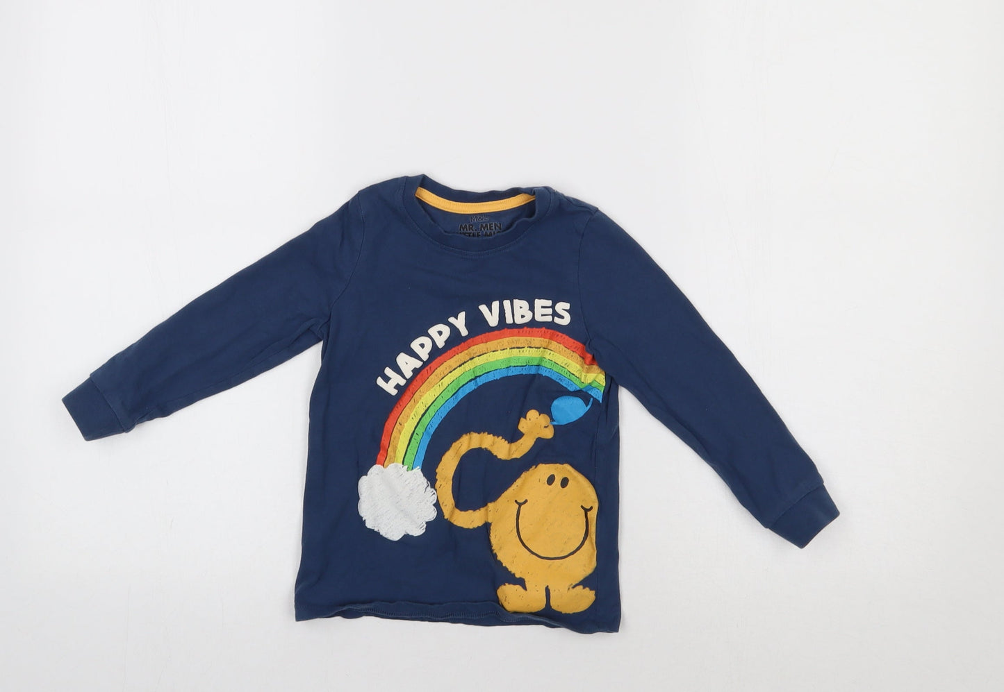 M&S Girls Blue   Basic T-Shirt Size 2-3 Years  - Rainbow