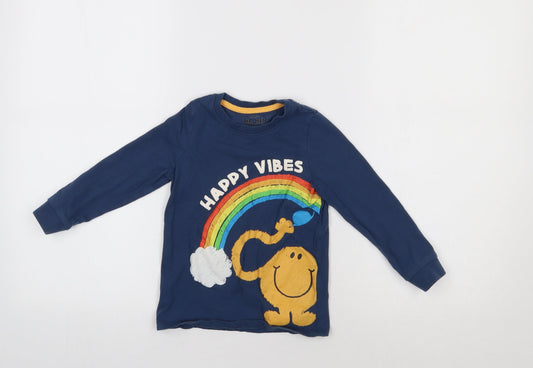 M&S Girls Blue   Basic T-Shirt Size 2-3 Years  - Rainbow