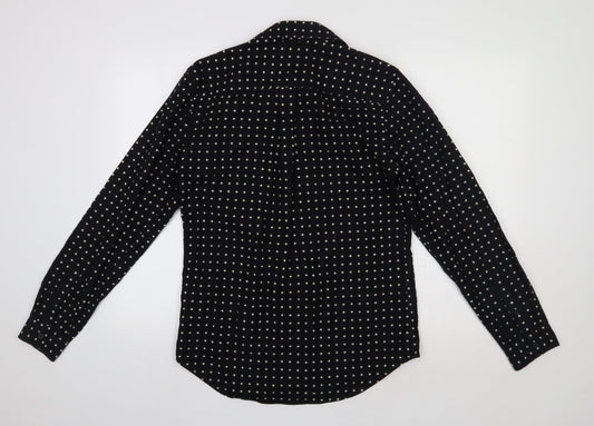 River Island Womens Black Polka Dot  Basic Button-Up Size S