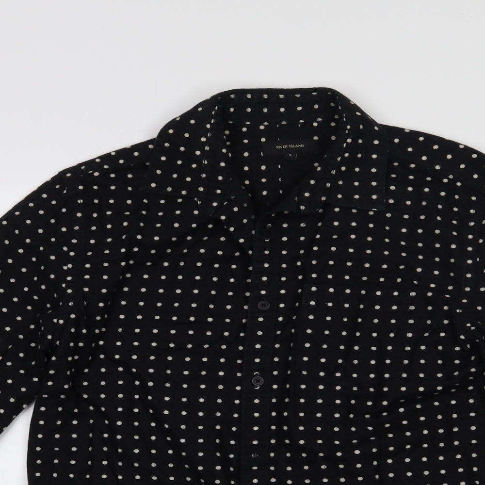 River Island Womens Black Polka Dot  Basic Button-Up Size S