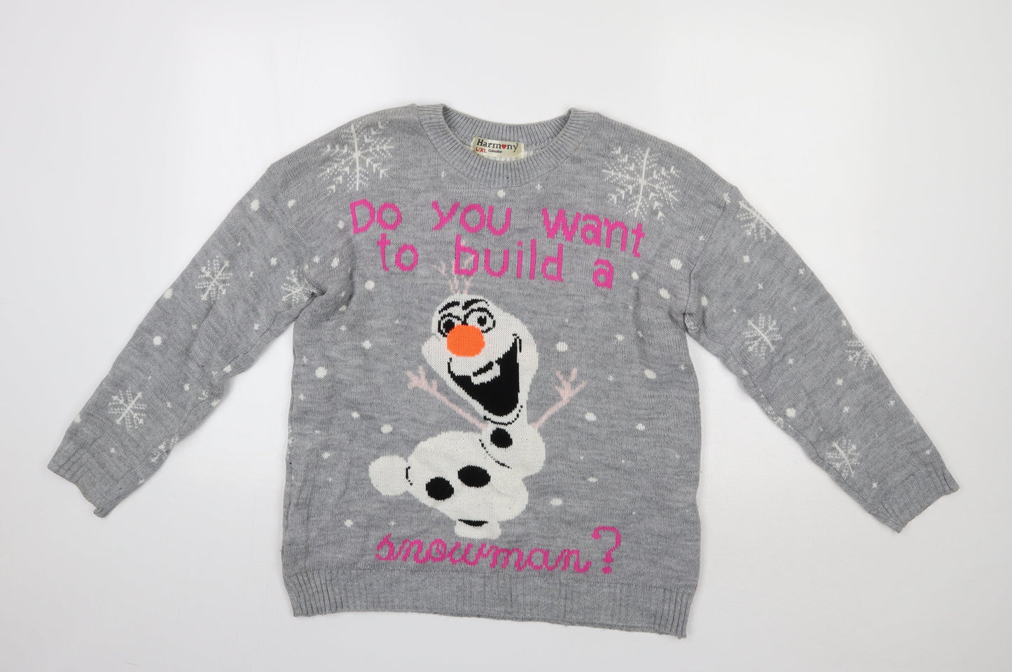 Harmony Collection Womens Grey   Pullover Jumper Size L  - Snowman