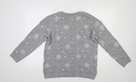 Harmony Collection Womens Grey   Pullover Jumper Size L  - Snowman