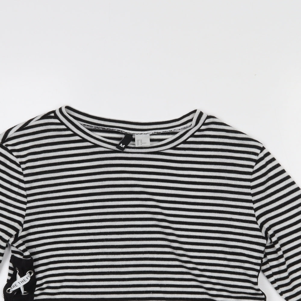 H&M Womens Black Striped  Pullover Jumper Size M