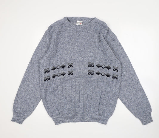 Menswear Mens Blue Argyle/Diamond  Pullover Jumper Size XL