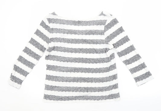 NEXT Womens White Striped  Pullover Jumper Size 8