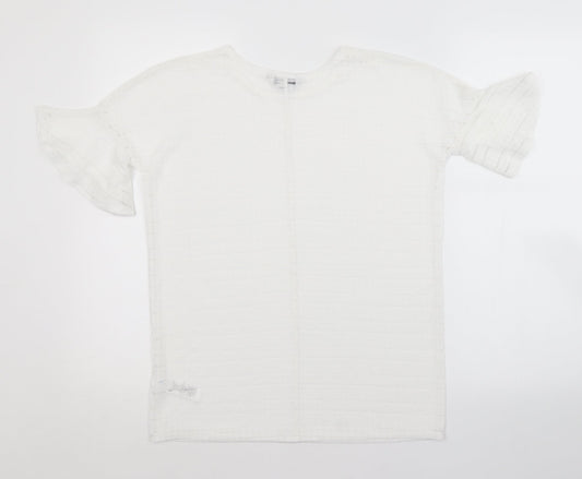 NEXT Womens White Striped  Basic Blouse Size 6