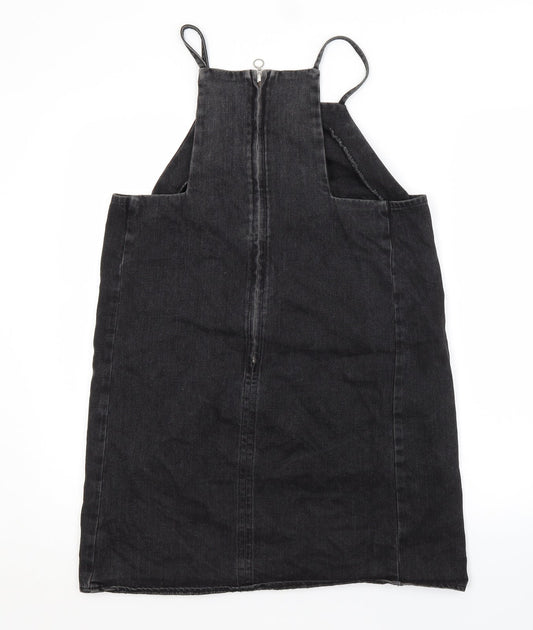 Topshop Womens Grey Herringbone  Pinafore/Dungaree Dress  Size 12
