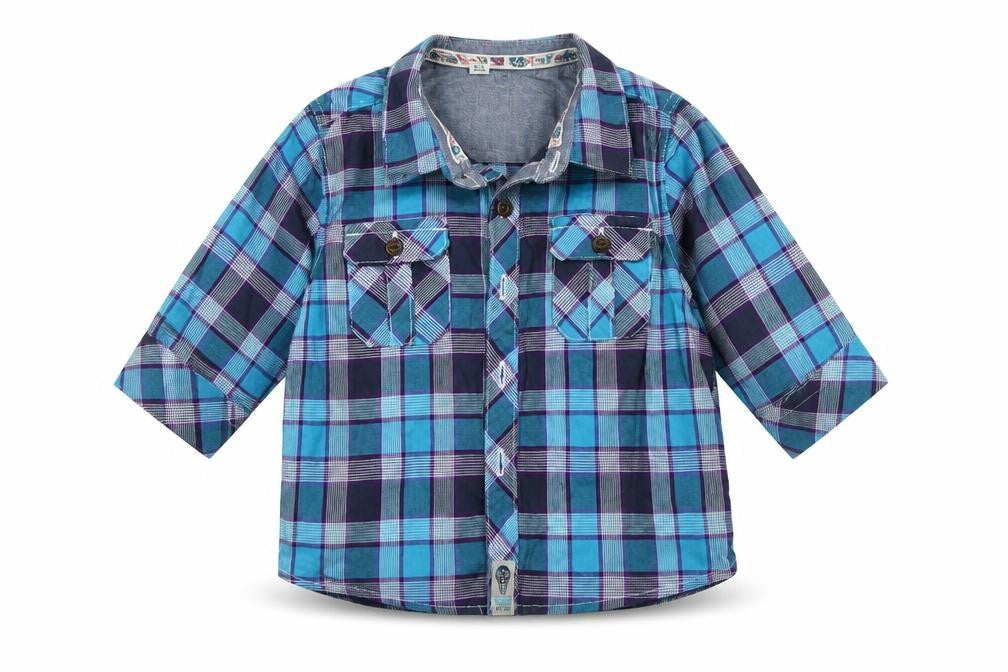 Baker Boys Blue Plaid  Basic Button-Up Size 6-9 Months