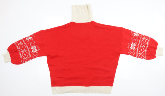 Missguided Womens Red Fair Isle  Pullover Jumper Size 10