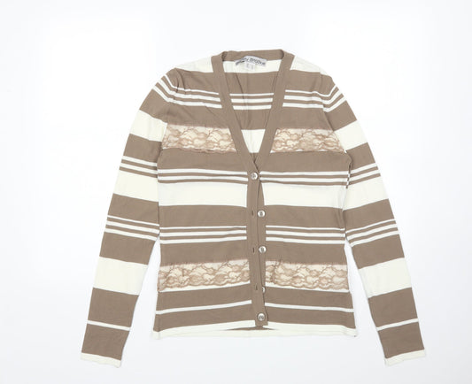 Ashley Brooks Womens Multicoloured Striped  Cardigan Jumper Size 8