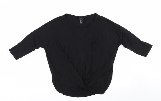 New Look Womens Black   Tunic T-Shirt Size 12  - Ruched Tie Front Hem Detail
