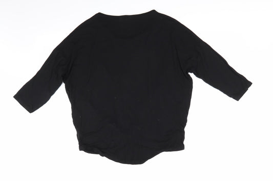 New Look Womens Black   Tunic T-Shirt Size 12  - Ruched Tie Front Hem Detail