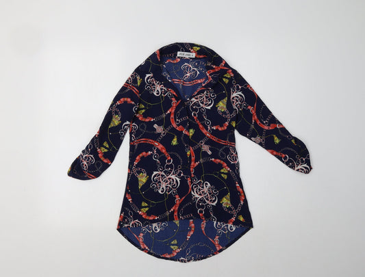 Jolie Angel Womens Blue Geometric  Basic Button-Up Size 6